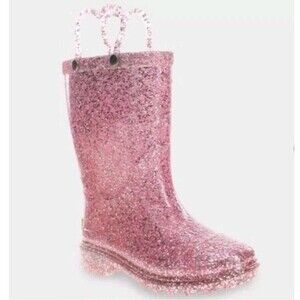 Western Chief Abby Kids Glitter Rubber Pull On Waterproof Rain Bootpink Size 7